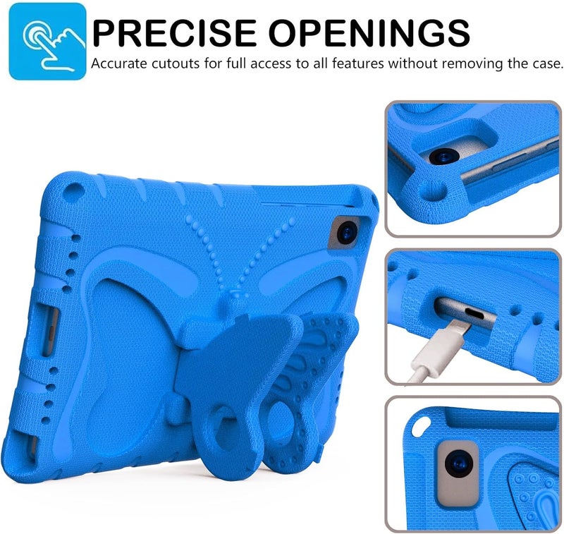 for Huawei Matepad 10.4inch (2020/2022) Case,Lightweight EVA Kid Friendly Shockproof Protective Case,Shoulder Strap Case Butterfly Kids Case(Blue) - Image 2