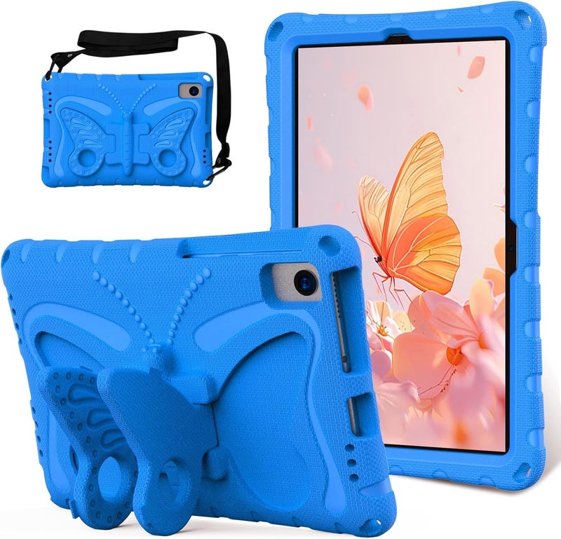 for Huawei Matepad 10.4inch (2020/2022) Case,Lightweight EVA Kid Friendly Shockproof Protective Case,Shoulder Strap Case Butterfly Kids Case(Blue) - Image 1
