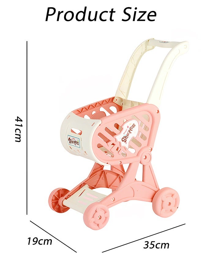 Trolley Toy,Adorable Baby Shopping Cart Walker Toy, Smooth Rolling Wheels and No Batteries Needed, Scientific Design to Prevent Bow Legs, First Push & Pull Learning Walker for Toddlers 1-3, Role Play & Walking Aid（Pink) - Image 2