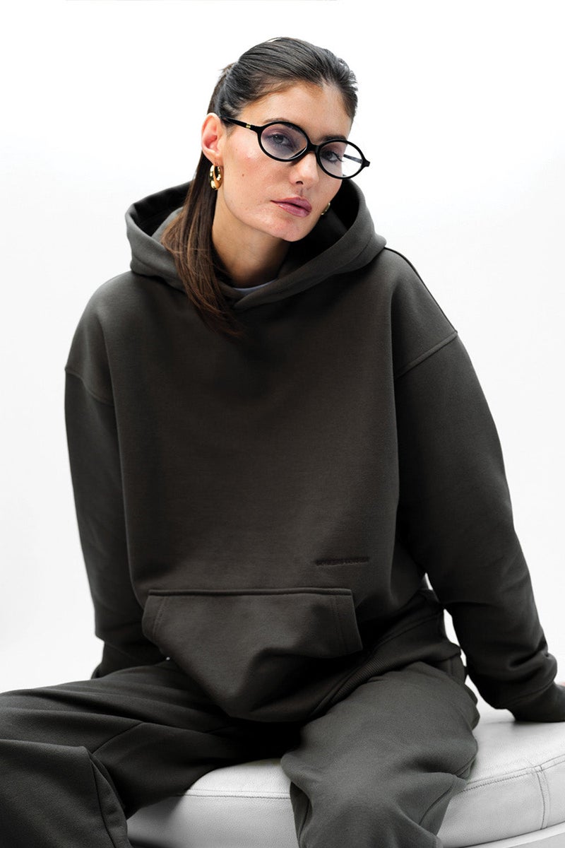 بونكرس كُرنر Taupe Wear A Hug Oversized Hoodie for Women's - Image 1