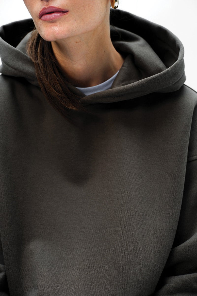 بونكرس كُرنر Taupe Wear A Hug Oversized Hoodie for Women's - Image 4