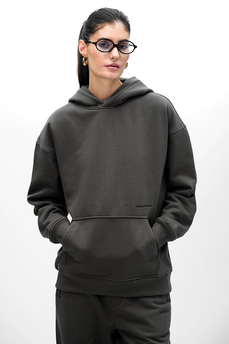 بونكرس كُرنر Taupe Wear A Hug Oversized Hoodie for Women's - Image 3