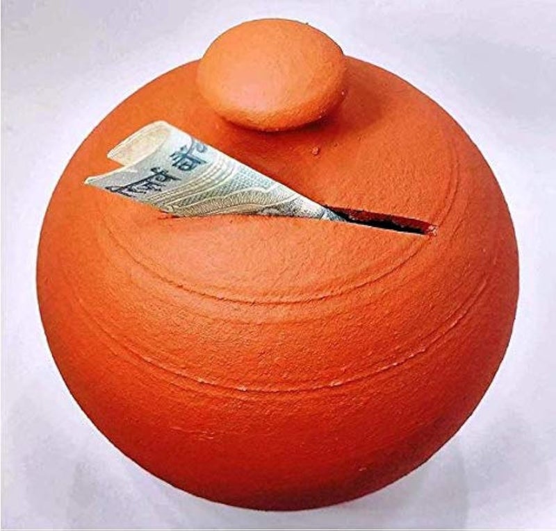 shriyam craft mitti Cool Brown gullak, plin Piggy Bank, Handmade Money BOC - Image 2