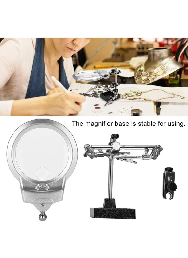 SYOSI - LED Light Magnifier, 5X Magnifier with Two Alligator Clips, Desk Lamp Desktop Magnifying Glasses with Clamp, Magnifying Desk Lamp for Jewelry, Assembly, Repair, Modeling, Antique and Crafts - Image 1