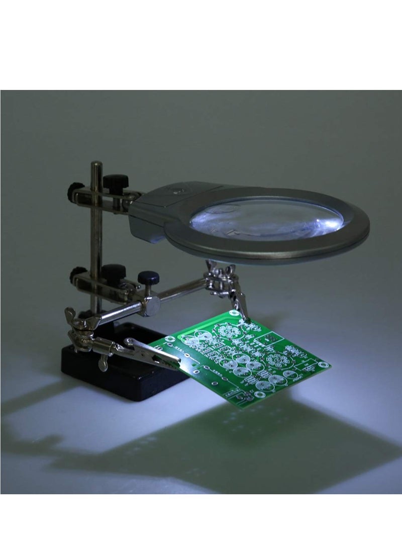SYOSI - LED Light Magnifier, 5X Magnifier with Two Alligator Clips, Desk Lamp Desktop Magnifying Glasses with Clamp, Magnifying Desk Lamp for Jewelry, Assembly, Repair, Modeling, Antique and Crafts - Image 1