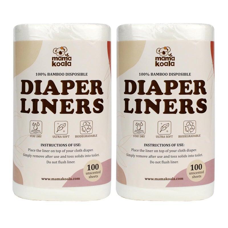 Mama Koala Disposable Natural Diaper Liners for Cloth Diapers, 200 Sheets (2 Pack) - Image 1