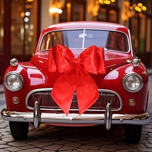 Datanly 30 Inch Giant Car Bow Big Silk Bow for Gift Decor Extra Large Bow with Non Scratch Magnet for Door Car Red Bows for Happy Birthday Sweet Party Wedding Reception - Image 5
