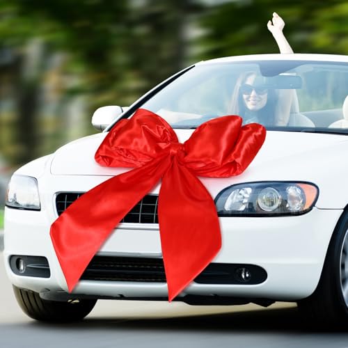 Datanly 30 Inch Giant Car Bow Big Silk Bow for Gift Decor Extra Large Bow with Non Scratch Magnet for Door Car Red Bows for Happy Birthday Sweet Party Wedding Reception - Image 4
