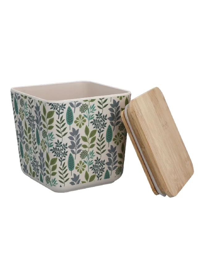 Felli Leaf and Floral Printed Bamboo Fiber Canister with Lid Multicolor 730 ml JH80193