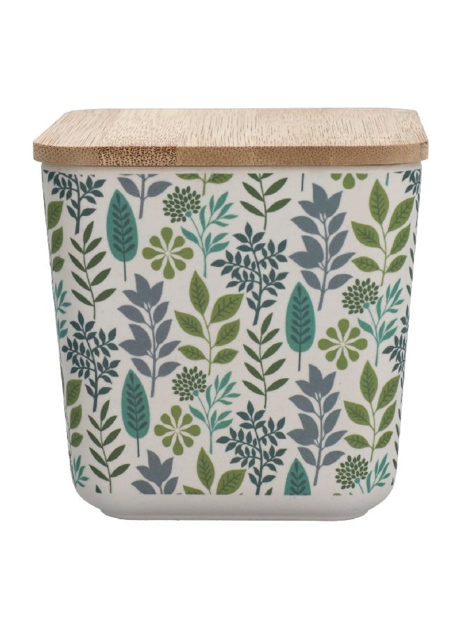 Felli Leaf and Floral Printed Bamboo Fiber Canister with Lid Multicolour 730 ml JH80193 - Image 1