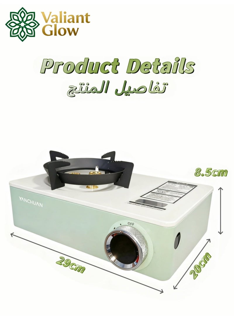 Valiant Glow Portable Three-Burn Windproof Camping Stove | emergency gas stove、camp stove、camping accessories、camping stove、portable gas stove、portable stove | Gas Stove | BBQ Grill | 6800W High Power | Piezoelectric Ignition | Butane/Propane Dual Fuel Compatible | Includes Dedicated Storage Case | Suitable for Outdoor BBQs, Hiking Adventures, and Picnics - Image 2