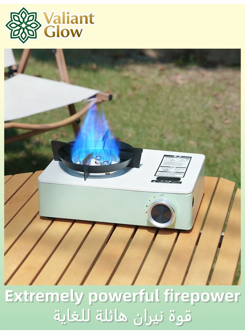 Valiant Glow Portable Three-Burn Windproof Camping Stove | emergency gas stove、camp stove、camping accessories、camping stove、portable gas stove、portable stove | Gas Stove | BBQ Grill | 6800W High Power | Piezoelectric Ignition | Butane/Propane Dual Fuel Compatible | Includes Dedicated Storage Case | Suitable for Outdoor BBQs, Hiking Adventures, and Picnics - Image 3