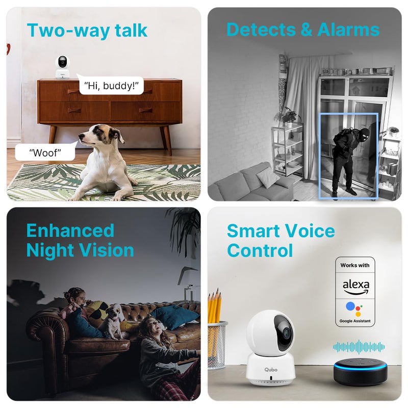 Qubo Smart 360 2K 3MP 1296p WiFi CCTV Security Camera from Hero Group Mobile App Two Way Talk Night Vision Cloud SD Card Recording Made in India Alexa OK Google 3MP - Image 5