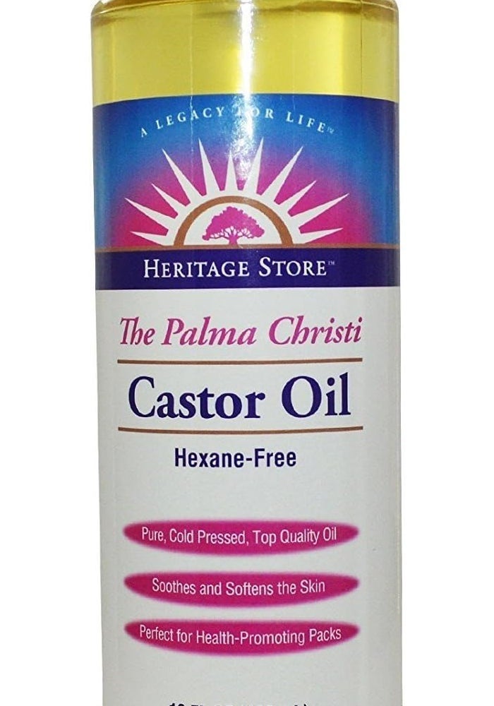 HERITAGE STORE The Palma Christi Castor Oil - 16 Ounces (2 Pack) - Hexane-Free, Pure Cold Pressed Oil