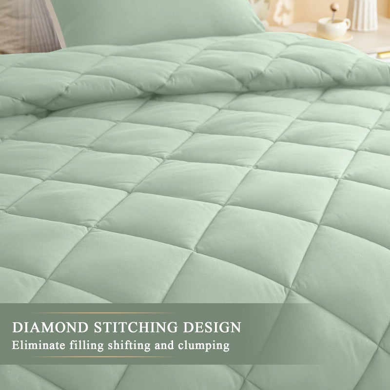 MIOTO 132x120 Alaskan King Comforter, Extra Large King Size Comforter Oversized, All Season Soft Lightweight Quilt Down Alternative Duvet Insert with 8 Corner Tabs(120x132, Sage Green) - Image 4