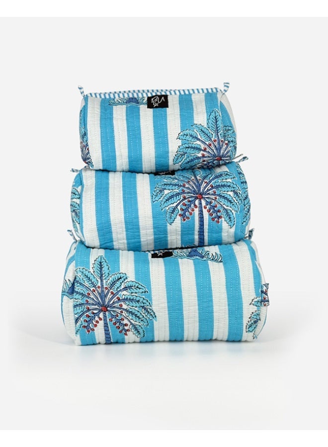 BU Towels BU Palm Pouch, Set of three, Hand-printed, Designed for travel, pool days, and everyday use - Image 1