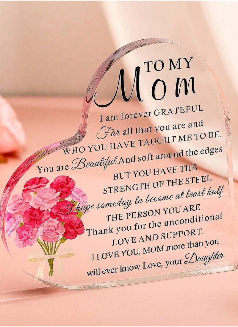 Generic - Mother's Day Gift Acrylic Heart Shaped with Touching Words for Mom A special gift for Mother's Day or special occasions - Image 1
