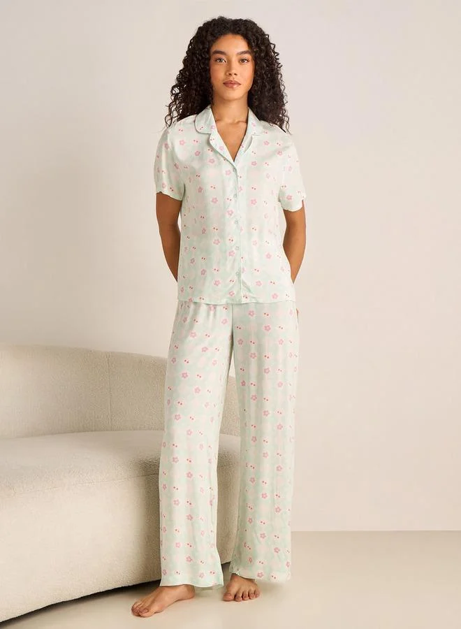 سبلاش فيڤ Pyjama Set Button-Down Shirt & Trousers Viscose