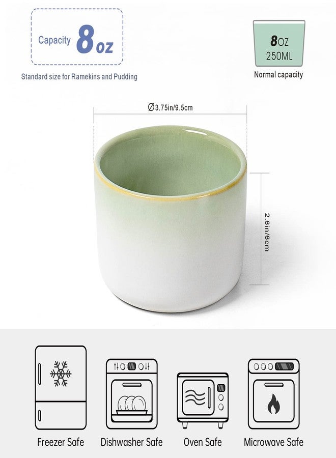 UNICASA Ramekin Set of 6, UNICASA 8 oz Creme Brulee Ramekins, Oven Safe Baking Set for Custard, Pudding, Souffle Cups, Light Green - Image 2