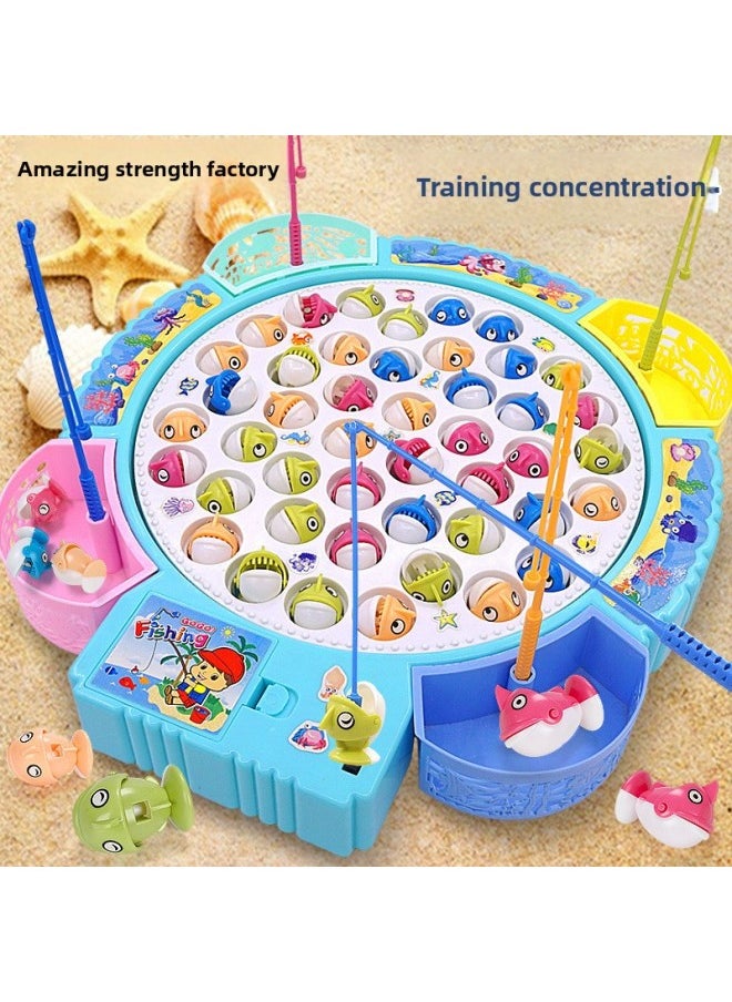 null - Children's Concentration Training Family Table Games Parent-child Interactive Table Games Kindergarten Fishing Toys-Colour:Pink [medium Fish Plate] Comes With 25 Magnetic Fish + Music Can Be Turned Off-Specification:[regular Version] Comes With Ordinary Battery - Image 1