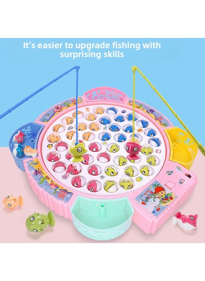 null - Children's Concentration Training Family Table Games Parent-child Interactive Table Games Kindergarten Fishing Toys-Colour:Pink [medium Fish Plate] Comes With 25 Magnetic Fish + Music Can Be Turned Off-Specification:[regular Version] Comes With Ordinary Battery - Image 1