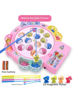 Children's Concentration Training Family Table Games Parent-child Interactive Table Games Kindergarten Fishing Toys-Colour:Pink [medium Fish Plate] Comes With 25 Magnetic Fish + Music Can Be Turned Off-Specification:[regular Version] Comes With Ordinary Battery