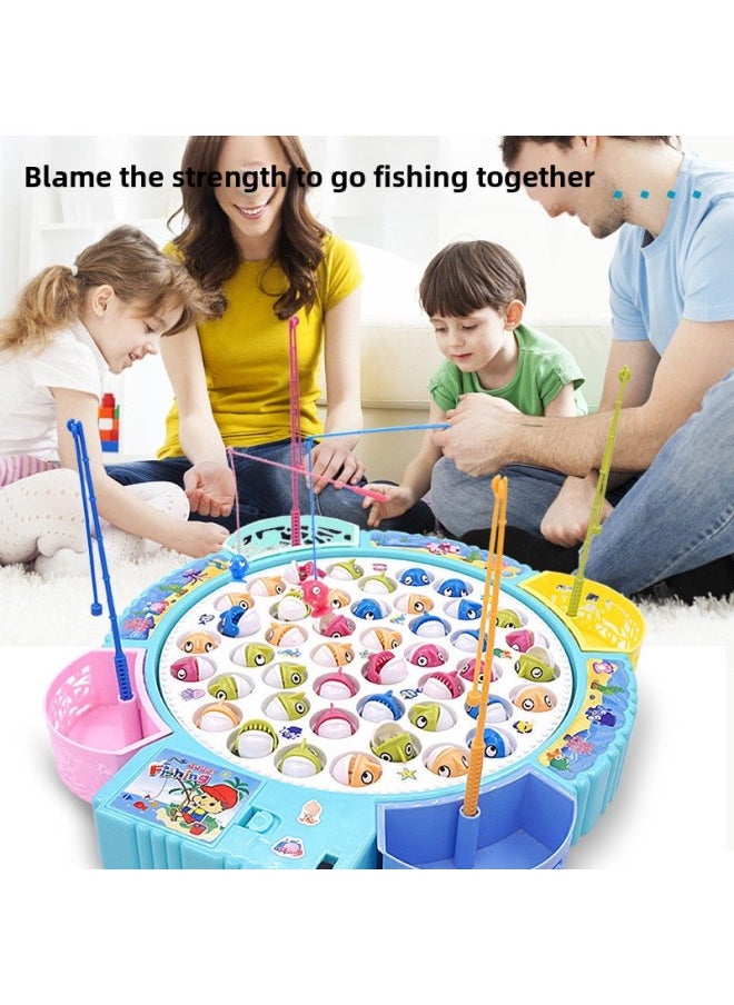 null - Children's Concentration Training Family Table Games Parent-child Interactive Table Games Kindergarten Fishing Toys-Colour:Pink [medium Fish Plate] Comes With 25 Magnetic Fish + Music Can Be Turned Off-Specification:[regular Version] Comes With Ordinary Battery - Image 1