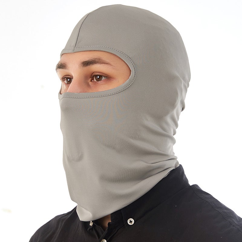 Generic Summer riding mask Ice Silk headgear sunscreen dustproof full face neck protection headgear bicycle electric car inner liner Cap TT-03 light gray