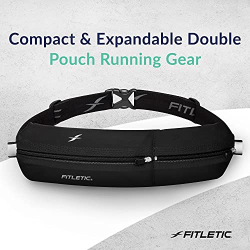 Fitletic Bolt Double Pocket Running Belt & Active Fanny Pack For Men & Women – Water Resistant, Lightweight Sleek Design – Patented No Bounce Hip Hugging Fit – Holds Any Phone - Image 3