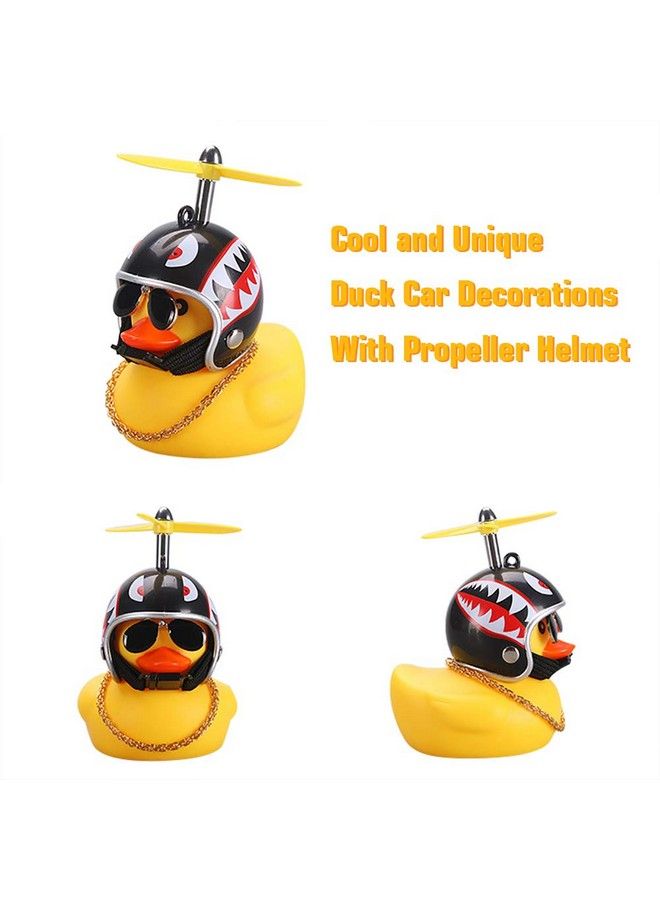 wonuu Car Duck Rubber Duck Car Decorations Dashboard 2Pack Small Duck Ornaments With Propellers Glasses Gold Chain - Image 3