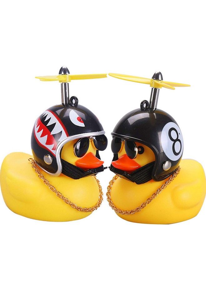 wonuu Car Duck Rubber Duck Car Decorations Dashboard 2Pack Small Duck Ornaments With Propellers Glasses Gold Chain - Image 1