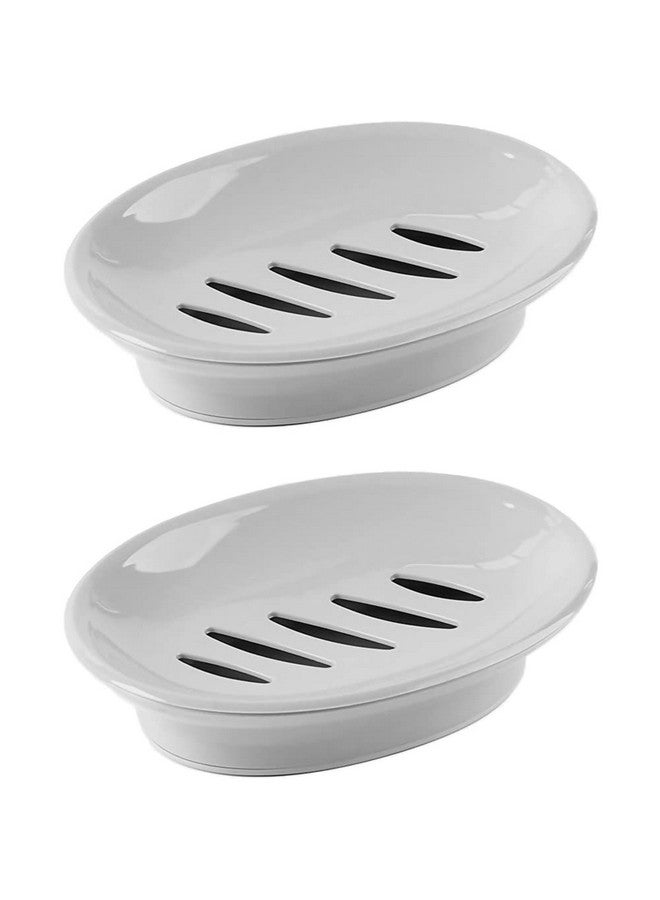 WYOK 2-Pack Soap Dish with Drain Soap Holder Easy Cleaning Soap Saver Dry Stop Mushy Soap Tray for Shower Bathroom Kitchen (Grey) - Image 1