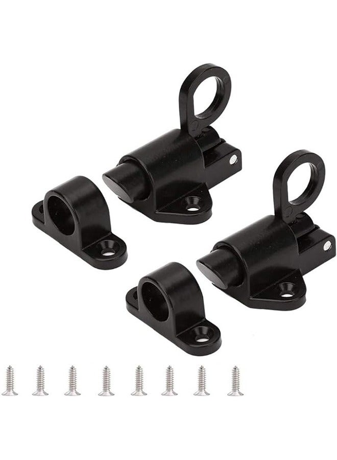 2 Pcs Self-Closing Latches Spring Door Lock Resilient Bolt Latch Aluminum Alloy Safety Automatic Spring Barrel Slide Door Lock with Screws Self-Closing Latch Used for Gate Window and Cabinet Black  - Image 1