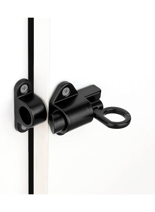 2 Pcs Self-Closing Latches Spring Door Lock Resilient Bolt Latch Aluminum Alloy Safety Automatic Spring Barrel Slide Door Lock with Screws Self-Closing Latch Used for Gate Window and Cabinet Black  - Image 2