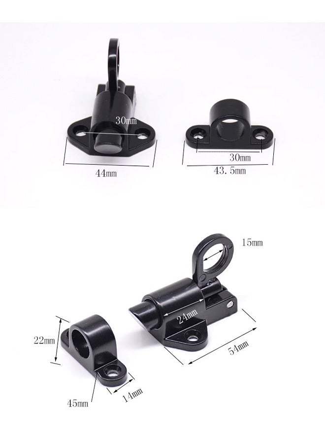 2 Pcs Self-Closing Latches Spring Door Lock Resilient Bolt Latch Aluminum Alloy Safety Automatic Spring Barrel Slide Door Lock with Screws Self-Closing Latch Used for Gate Window and Cabinet Black  - Image 5