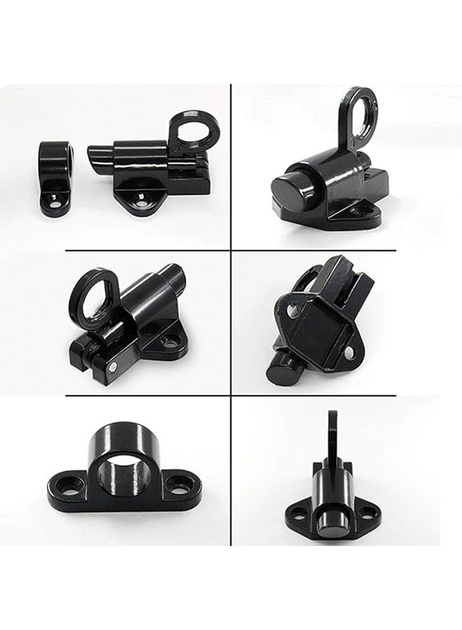 2 Pcs Self-Closing Latches Spring Door Lock Resilient Bolt Latch Aluminum Alloy Safety Automatic Spring Barrel Slide Door Lock with Screws Self-Closing Latch Used for Gate Window and Cabinet Black  - Image 3
