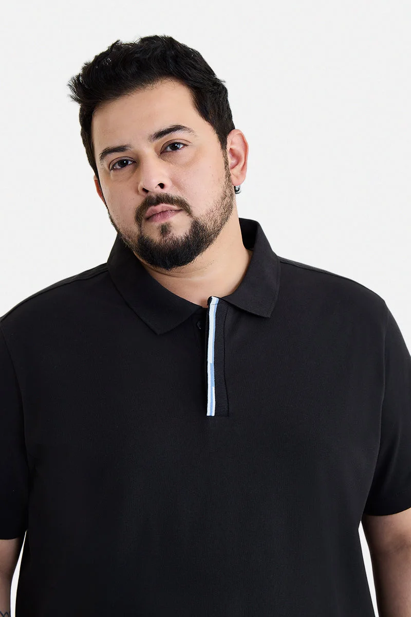 SNITCH Black Black Solid Half Sleeve Regular Fit Plus Size T-Shirt for Men | Best Price UAE