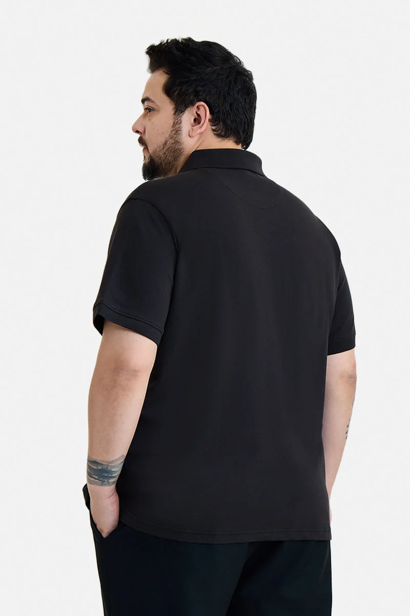 SNITCH Black Black Solid Half Sleeve Regular Fit Plus Size T-Shirt for Men | Best Price UAE