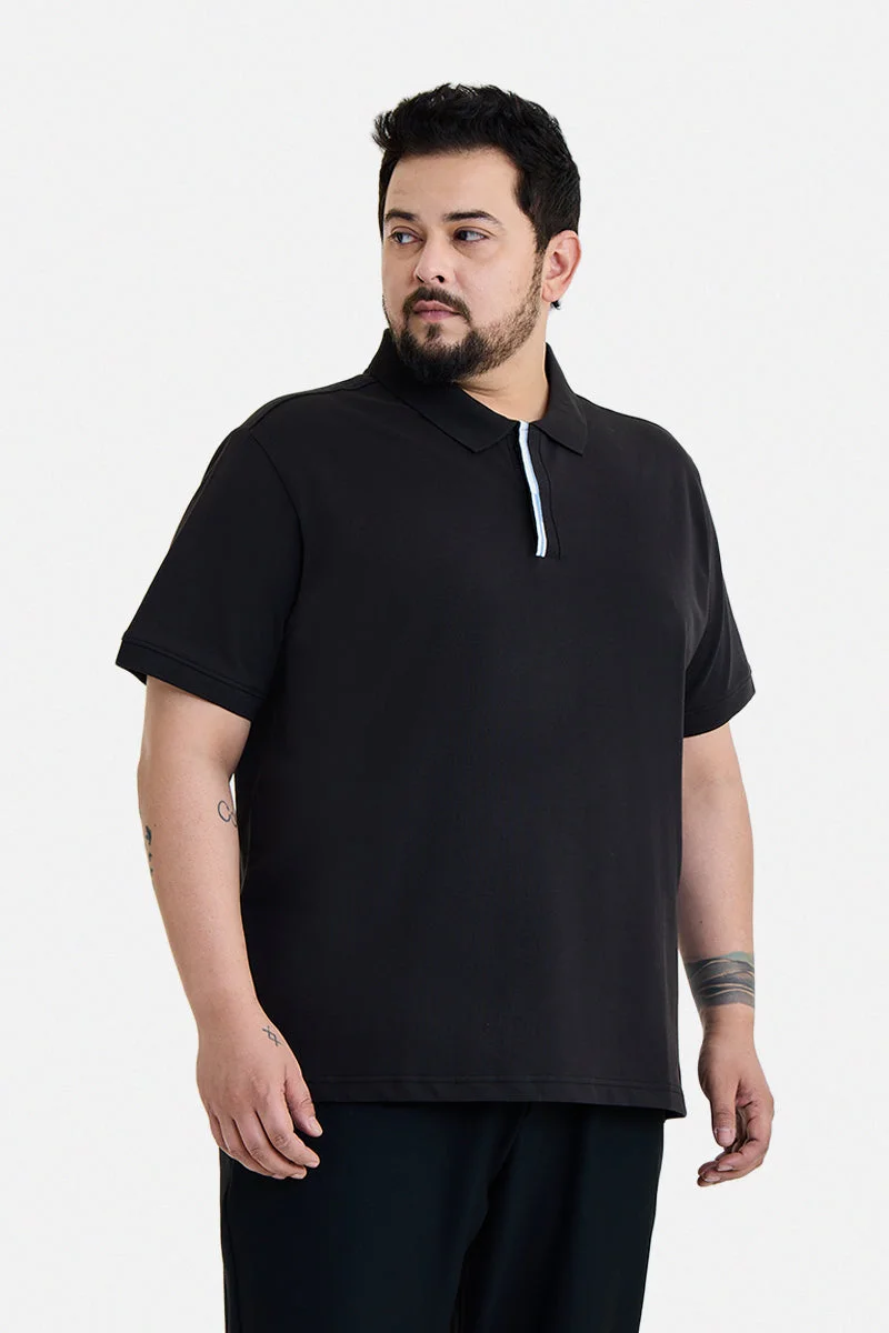SNITCH Black Black Solid Half Sleeve Regular Fit Plus Size T-Shirt for Men | Best Price UAE