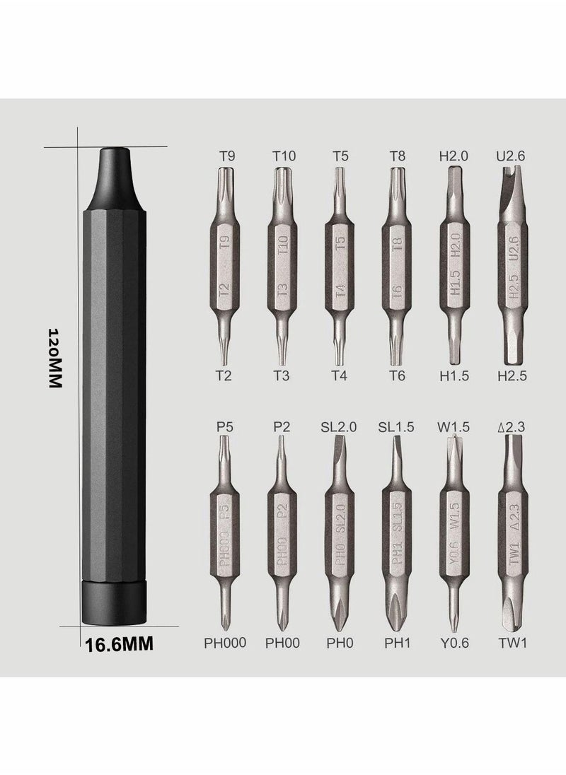 Y&D Screwdriver Set Pen 24 in 1 Pocket Precision Mini Magnetic Small Screw Driver Kit with 24pcs Phillips & Flathead S2 Steel Bits  - Image 2