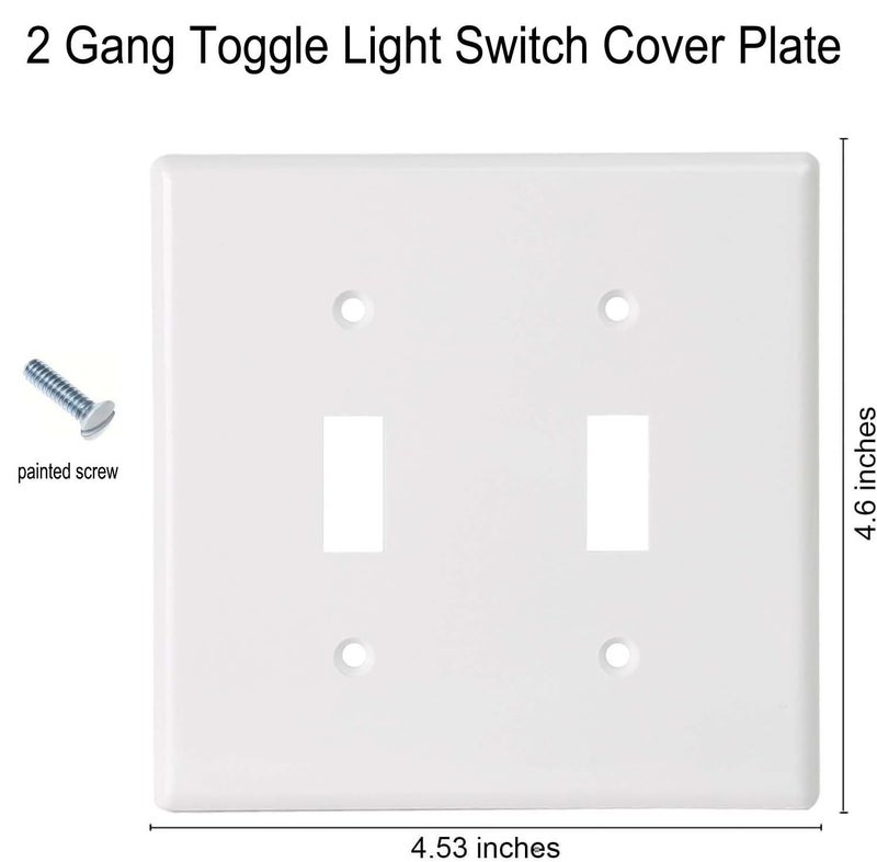 ZEFTV Toggle Light Switch Wall Plates 2-Gang Switch Electrical Cover Plate Unbreakable Thermoplastic Faceplate, White (4 Pack) - Image 4