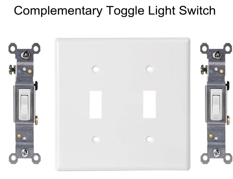ZEFTV Toggle Light Switch Wall Plates 2-Gang Switch Electrical Cover Plate Unbreakable Thermoplastic Faceplate, White (4 Pack) - Image 3
