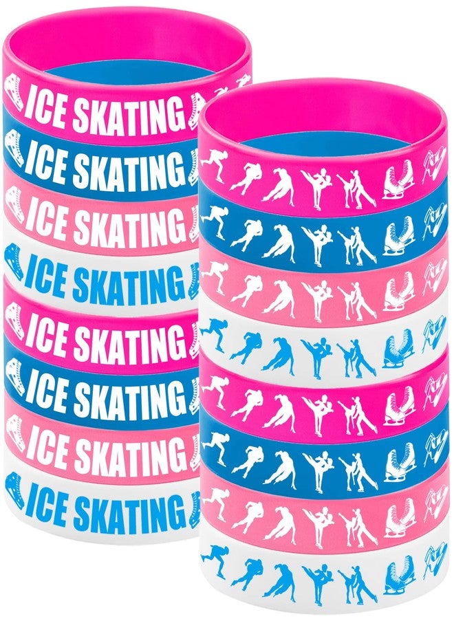 PIBIPAID 48PCS Ice Skating Silicone Bracelet Party Favors, Ice Skating Rubber Bracelet Party Decorations, Winter Snow Birthday Baby Shower Party Supplies - Image 1
