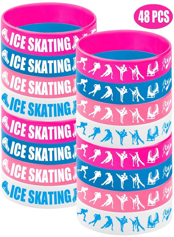 PIBIPAID 48PCS Ice Skating Silicone Bracelet Party Favors, Ice Skating Rubber Bracelet Party Decorations, Winter Snow Birthday Baby Shower Party Supplies - Image 3
