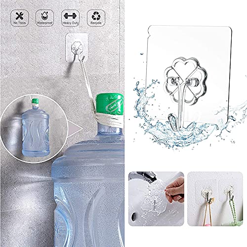 US1984 Stainless Steel Adhesive Wall Hooks Heavy-Duty Self-Adhesive Hooks, Wall-Sticking Hooks for Organization Bathroom Kitchen and Office Transparent (6 pcs) - Image 5