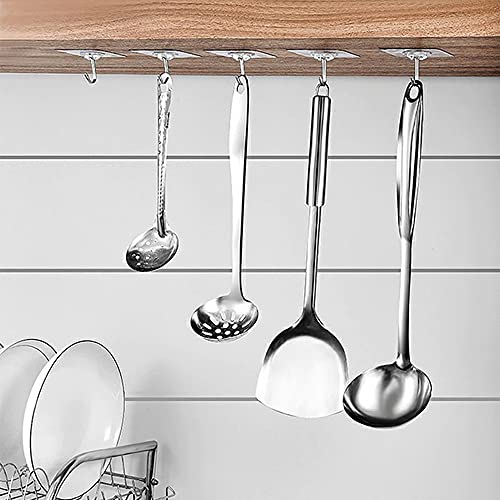 US1984 Stainless Steel Adhesive Wall Hooks Heavy-Duty Self-Adhesive Hooks, Wall-Sticking Hooks for Organization Bathroom Kitchen and Office Transparent (6 pcs) - Image 3