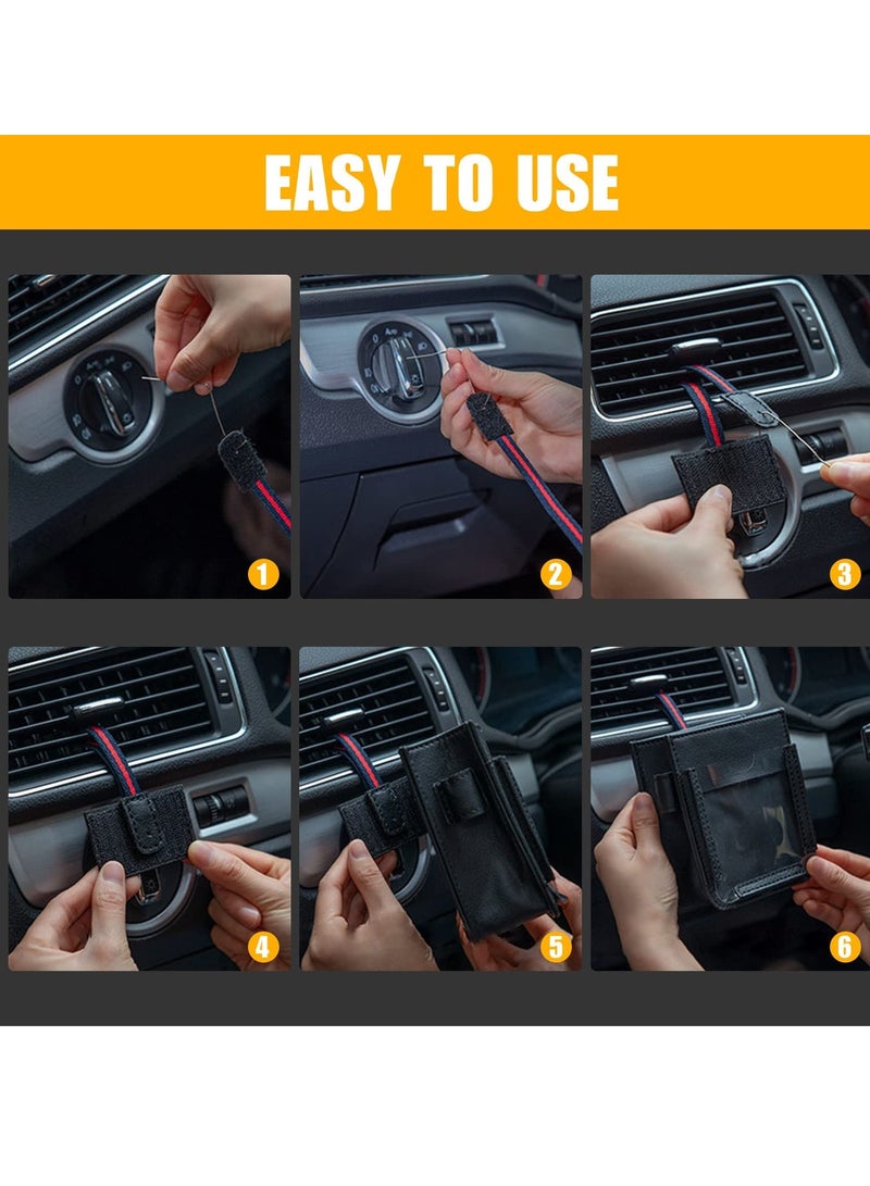 Excefore Car Air Vent Storage Bag, Multifunctional Mobile Phone Accessories Hanging Bag, Car Air Outlet Mobile Phone Accessories Storage Bag Mini Storage Bag PU Leather Sunglasses Pocket - Image 4