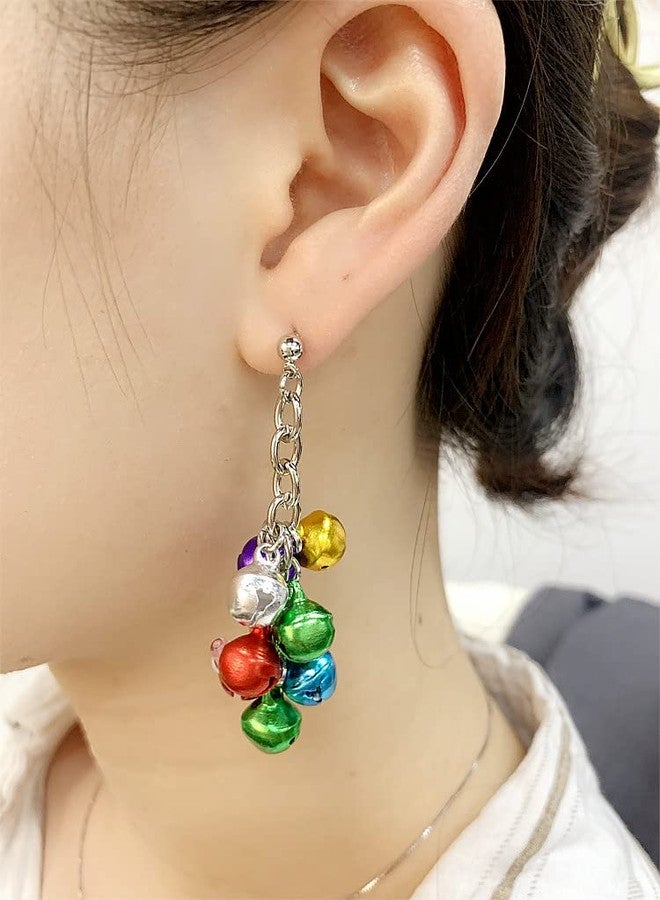 Dtja Colorful Jingle Ball Bell Tassel Dangle Earrings for Women Girls Cute Red Green Charms Drop Dangling Stud Earring Delicate Fashion Christmas Festival Holiday Jewelry Gifts for Friends - Image 3