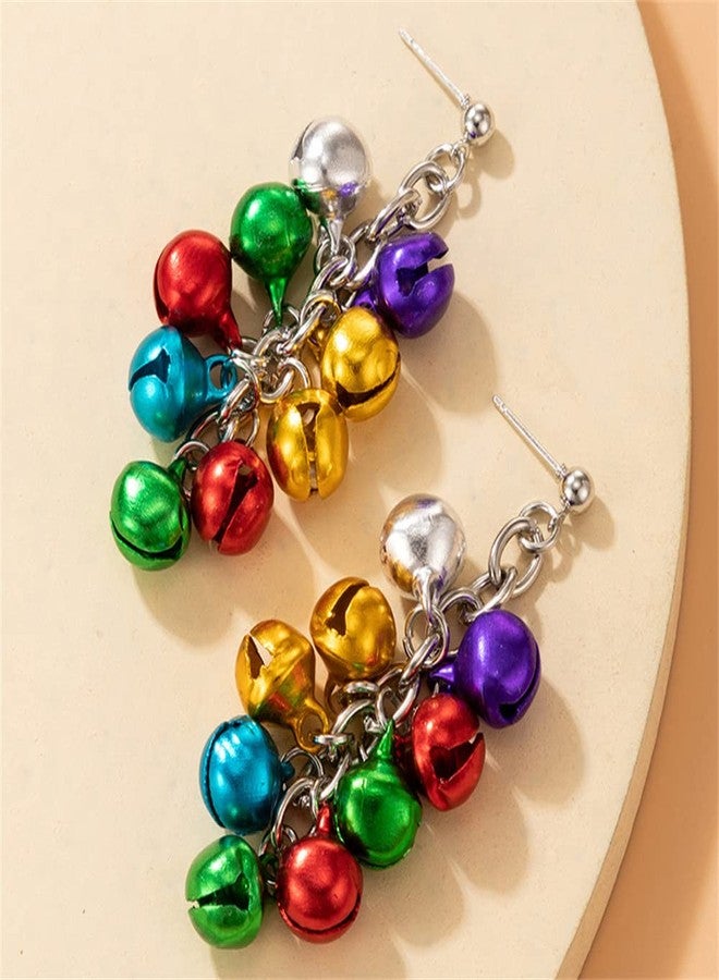 Dtja Colorful Jingle Ball Bell Tassel Dangle Earrings for Women Girls Cute Red Green Charms Drop Dangling Stud Earring Delicate Fashion Christmas Festival Holiday Jewelry Gifts for Friends - Image 5