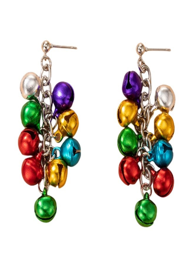 Dtja Colorful Jingle Ball Bell Tassel Dangle Earrings for Women Girls Cute Red Green Charms Drop Dangling Stud Earring Delicate Fashion Christmas Festival Holiday Jewelry Gifts for Friends - Image 1